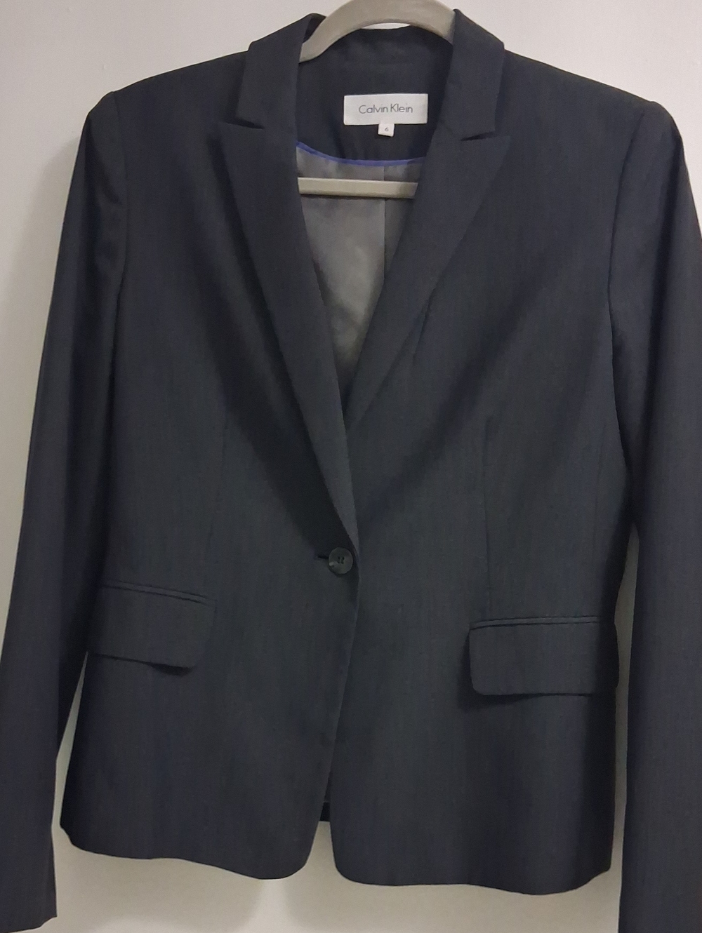 Calvin Klein Women's Dark Gray Single-Button Blazer